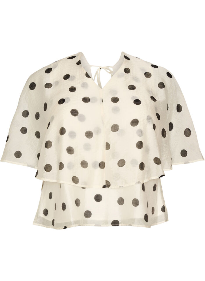 Layered top with polka dot pattern, Vanilla, Packshot image number 0