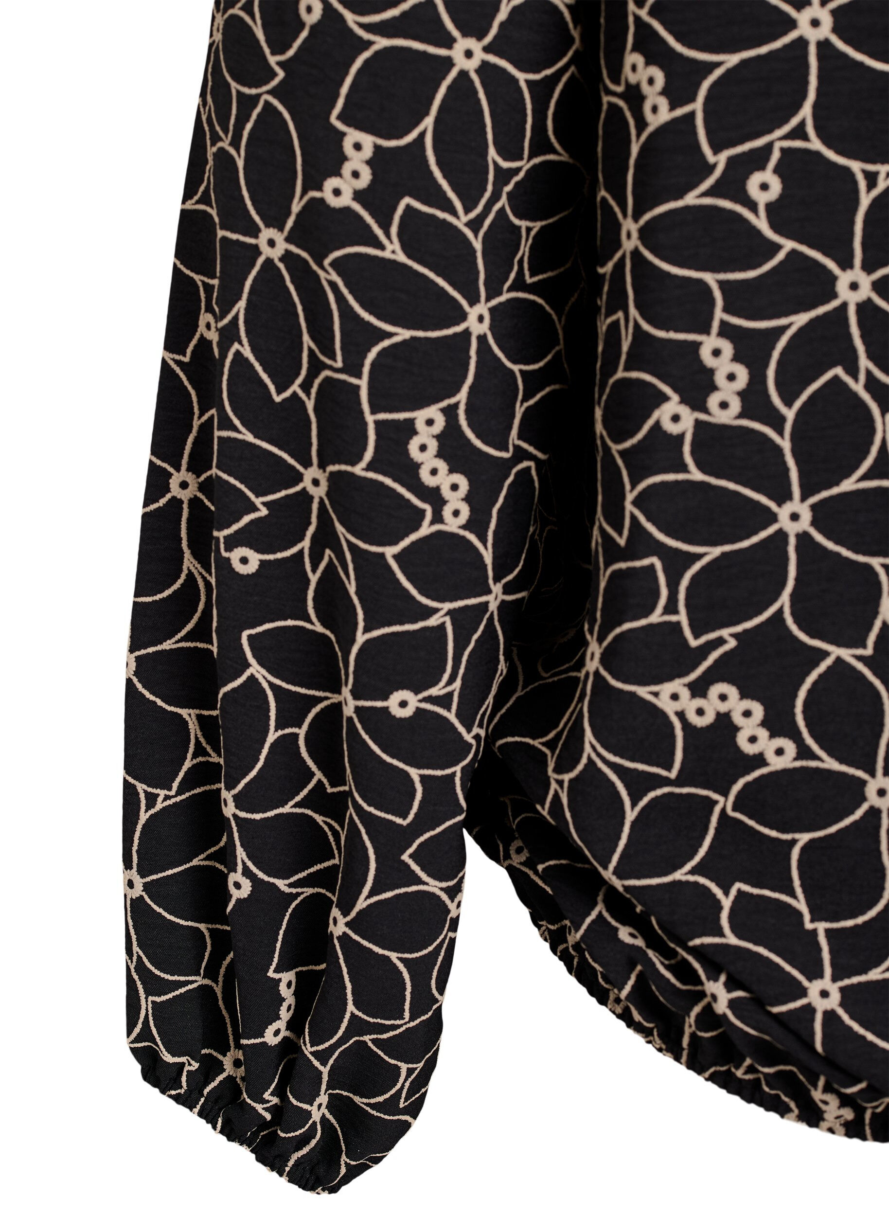 Zizzifashion Long-sleeved blouse with floral embroidery, Black, Packshot image number 3