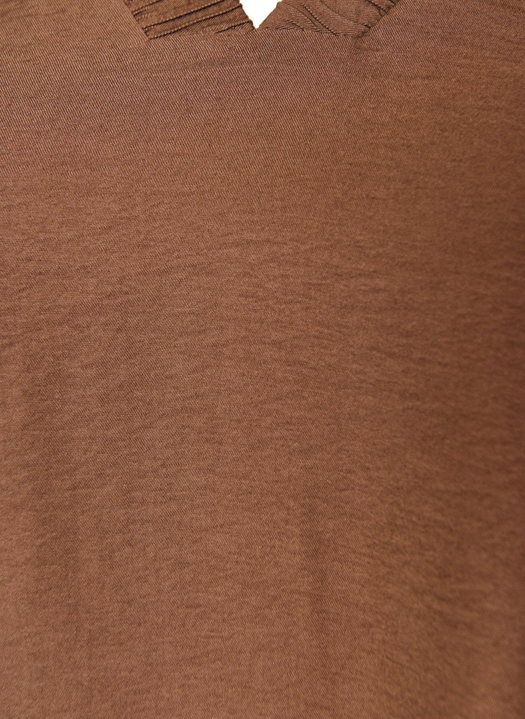 ZizzifashionTunic with balloon sleeves and a V-neck, Brown, Packshot image number 2