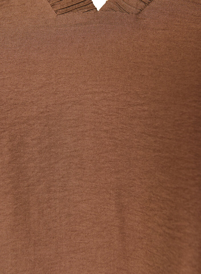 Tunic with balloon sleeves and a V-neck, Brown, Packshot image number 2