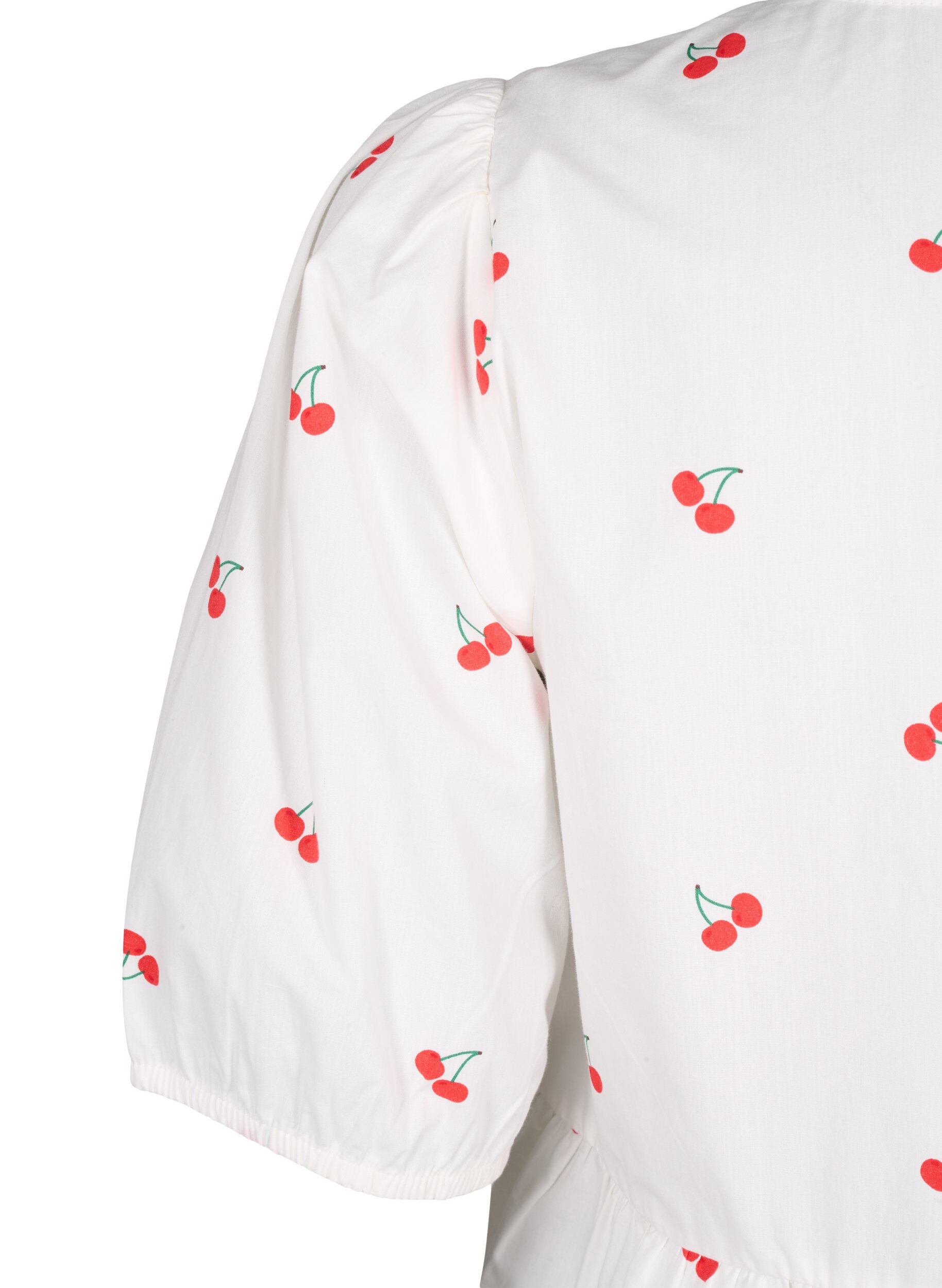 Zizzifashion Dress with cherry print and a-shape, B. White/Cherry, Packshot image number 3