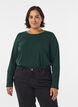 Basic jersey blouse with long sleeves, Green, Model image number 0