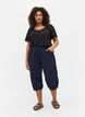 Loose cropped trousers in cotton, Blue, Model image number 0