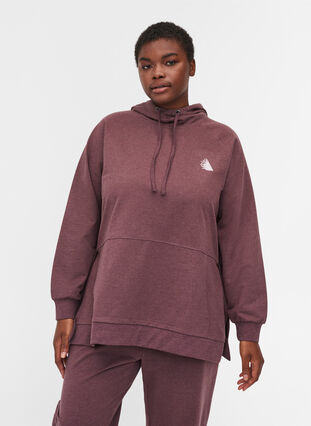 Hooded sweatshirt with slits, Decadent Chocolate, Model image number 0