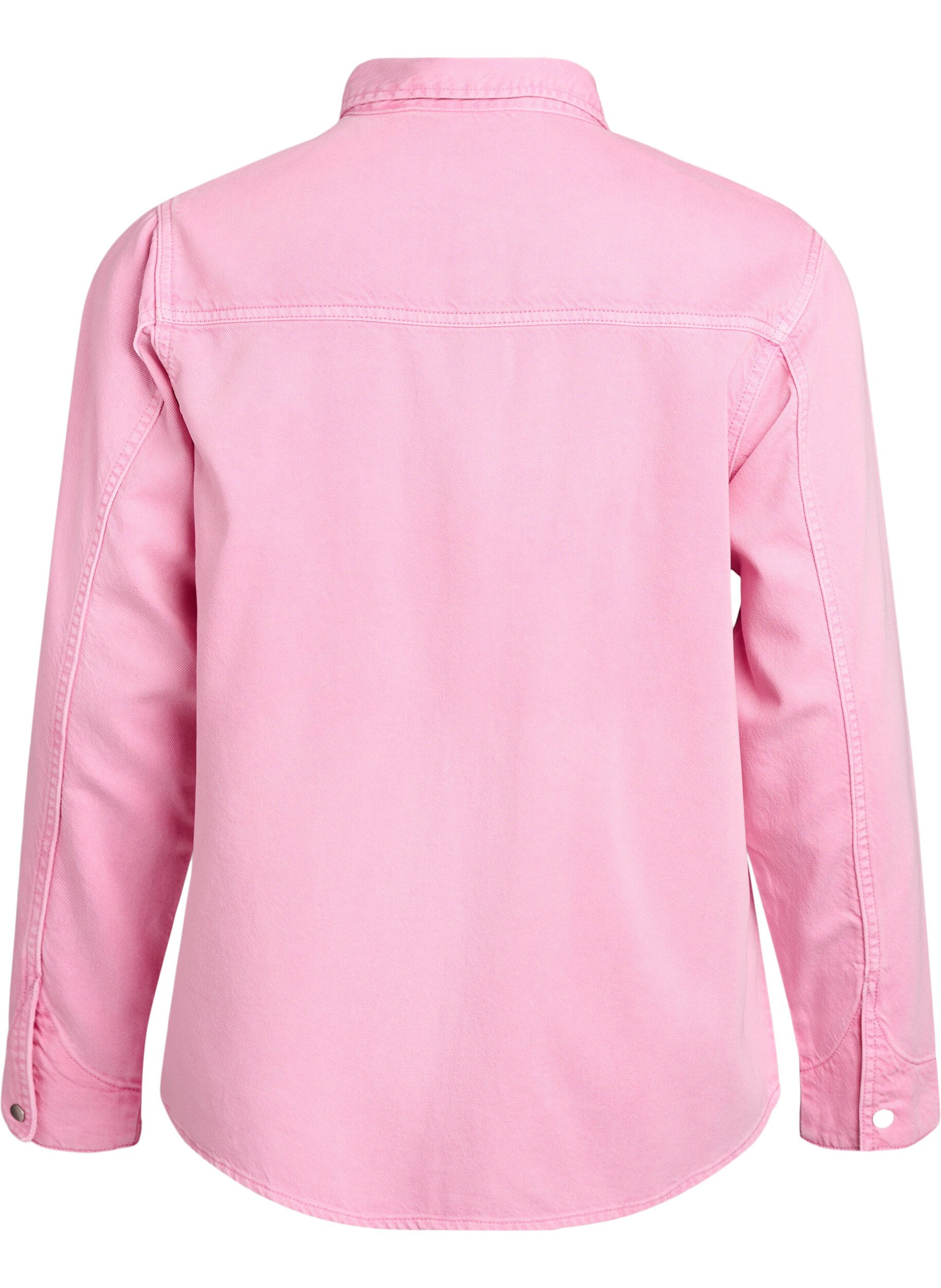 Zizzifashion Denim shirt with chest pockets, Pink, Packshot image number 1