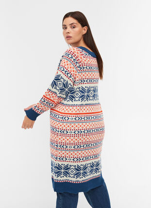 Patterned knitted dress with a round neck and long sleeves, Night Sky Comb, Model image number 1