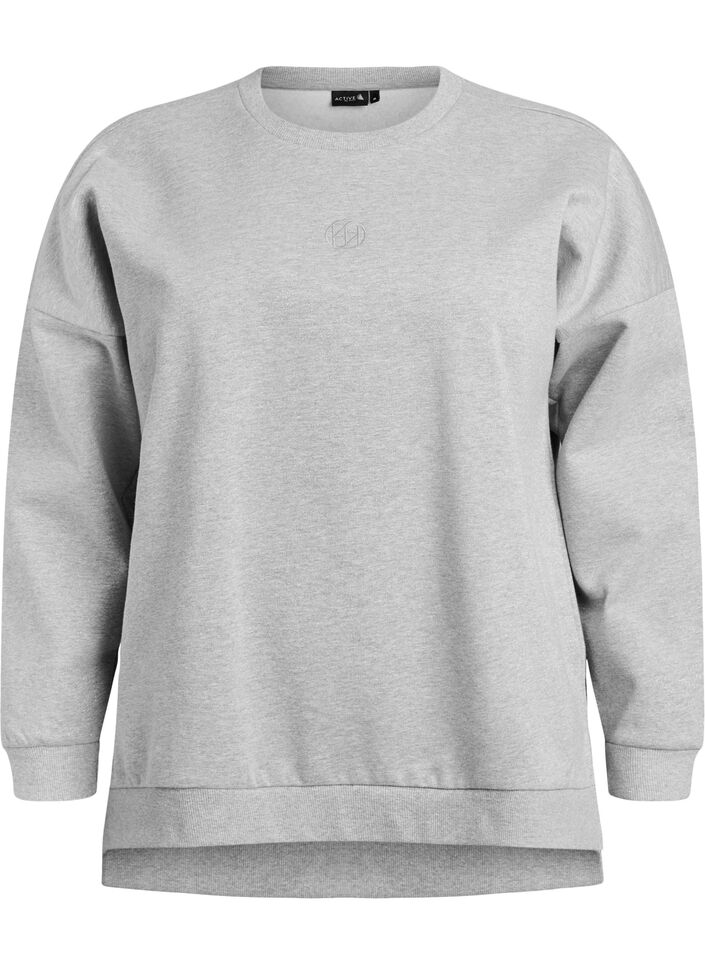 Sweatshirt with slits and glitter thread, Grey, Packshot image number 0
