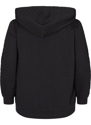 Sweater cardigan with a hood a zip, Black, Packshot image number 1