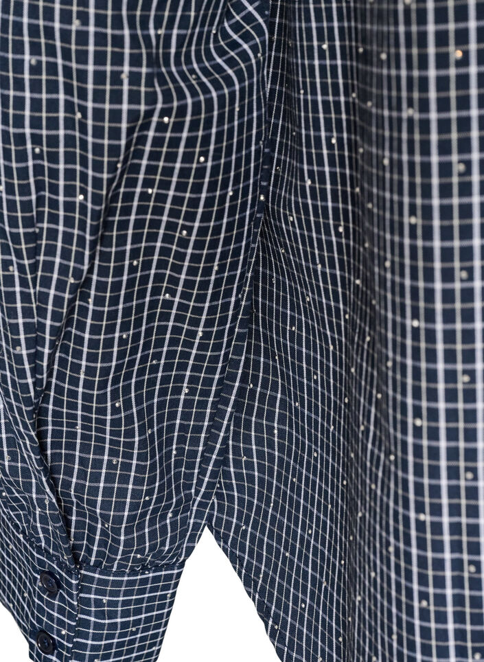 Checked shirt with rhinestones, Blue, Packshot image number 3