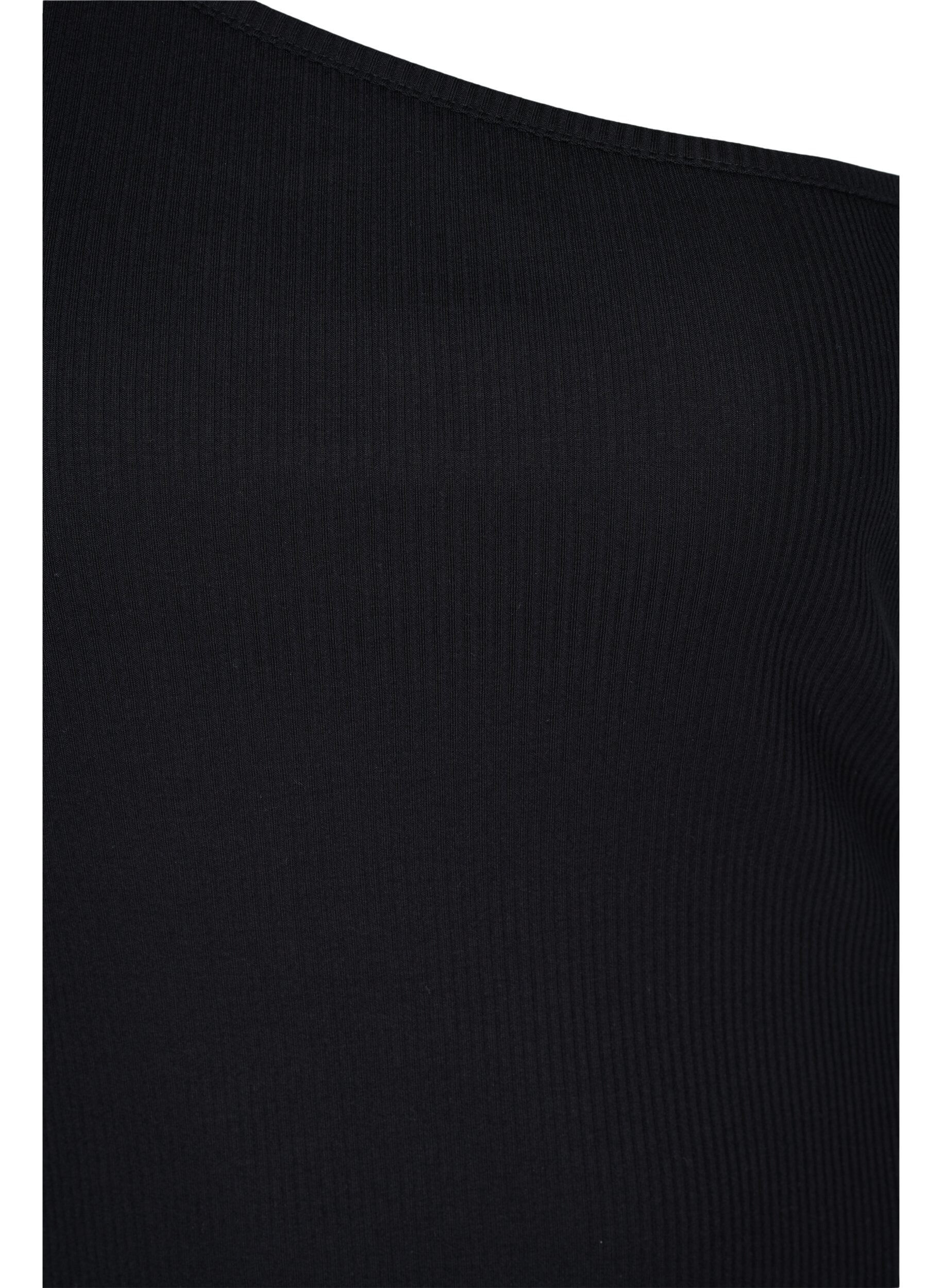 Zizzifashion One-shoulder top in cotton, Black, Packshot image number 2