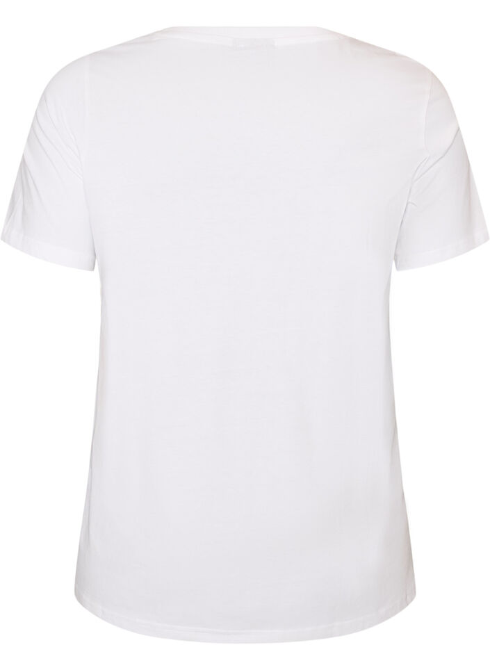 T-shirt in organic cotton with decorative motif, White, Packshot image number 1