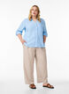 Shirt in linen and viscose with 3/4 sleeves, Blue, Model image number 1