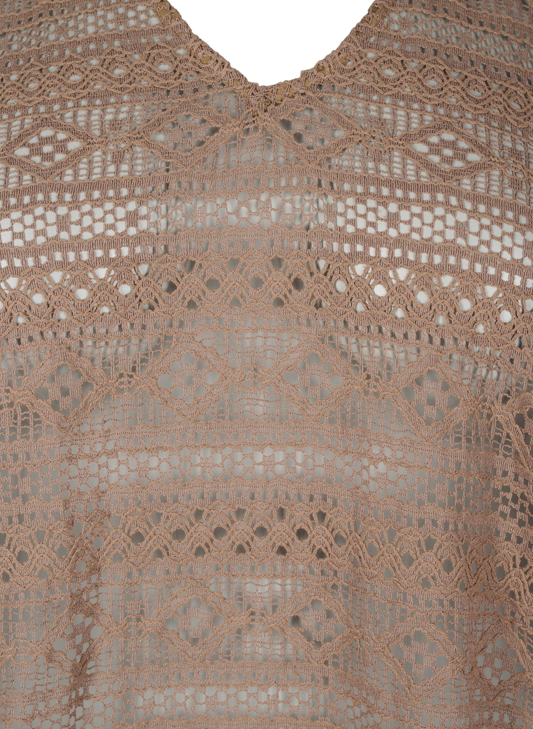 Zizzifashion Blouse with hole pattern and 3/4 sleeves, Brown, Packshot image number 2