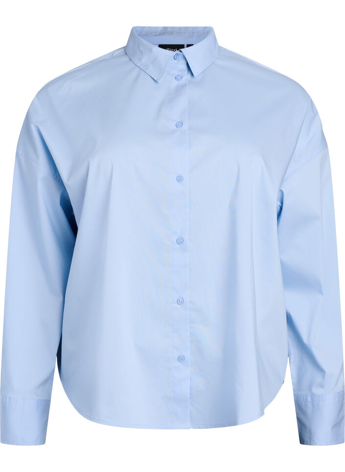 Classic cotton shirt with a loose fit, Light Blue, Packshot image number 0