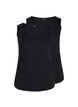 2-pack basic tank top with rib, Black/Black, Packshot image number 0