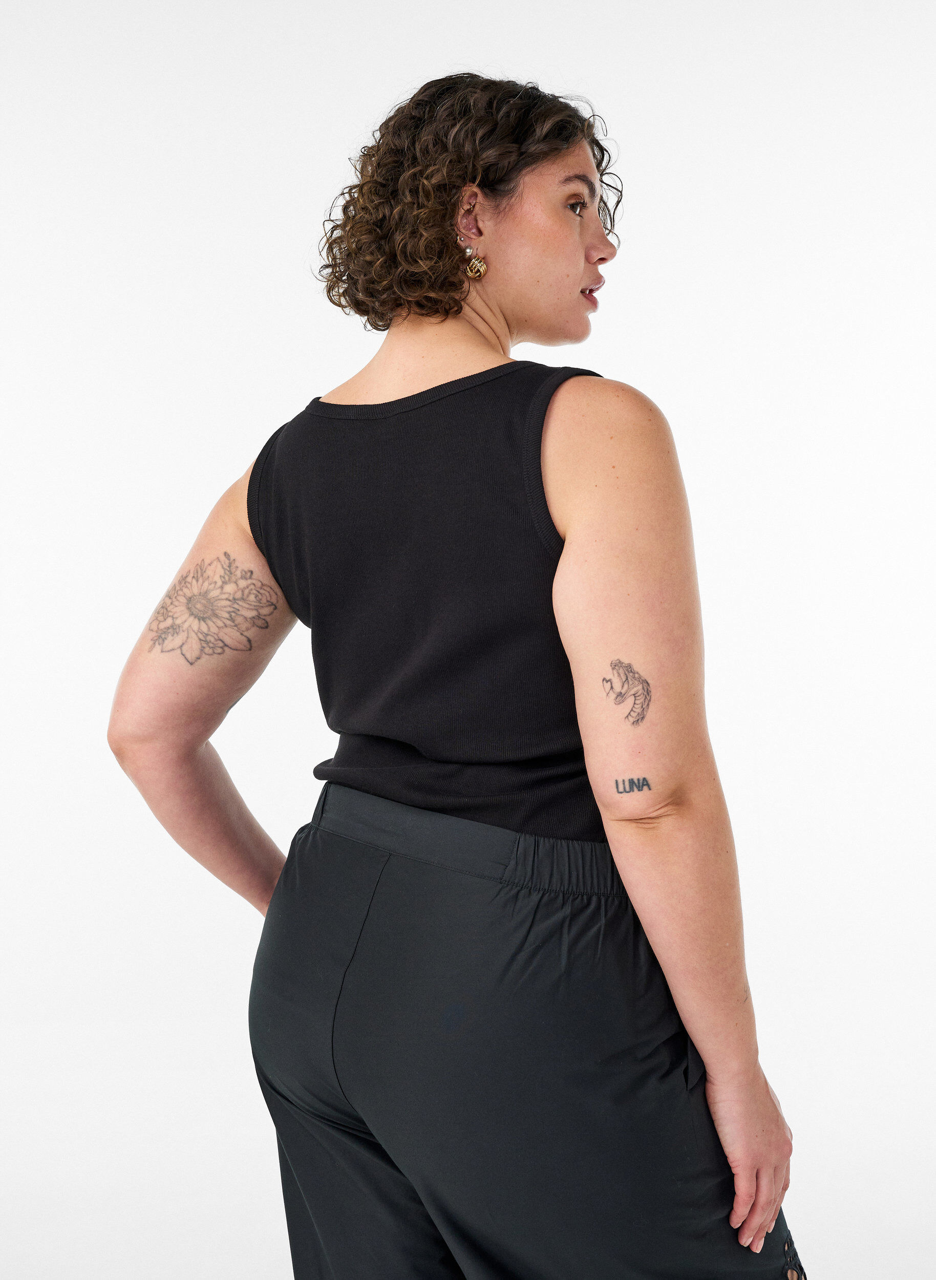Zizzifashion Fitted top with motif, Black, Model image number 2