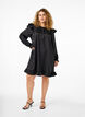 Jacquard dress with long sleeves and ruffle detail, Black, Model image number 1