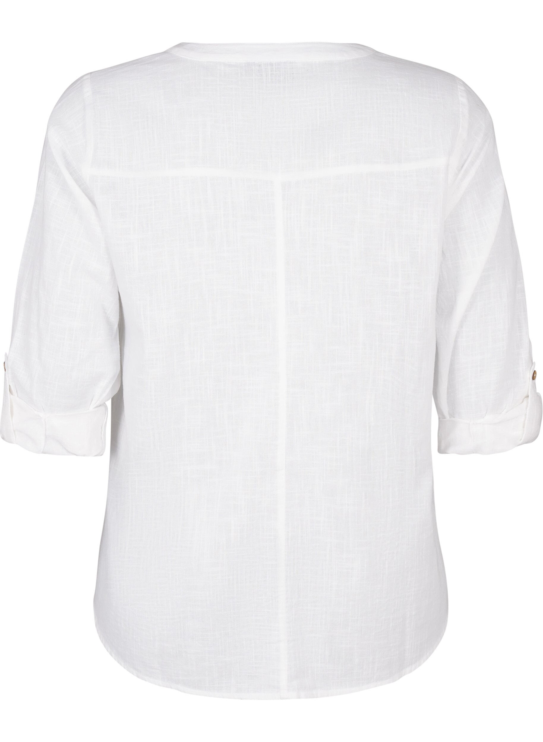 Zizzifashion Cotton shirt blouse with a v-neck, White, Packshot image number 1