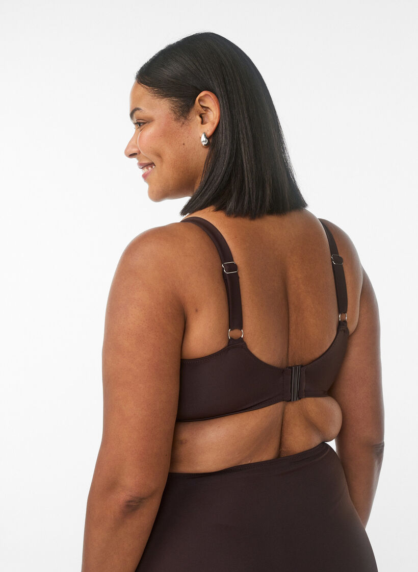 Underwire bikini bra with draping, Brown, Model image number 2