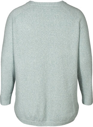 Mottled knitted blouse with buttons in the side, Granite Green Mel., Packshot image number 1
