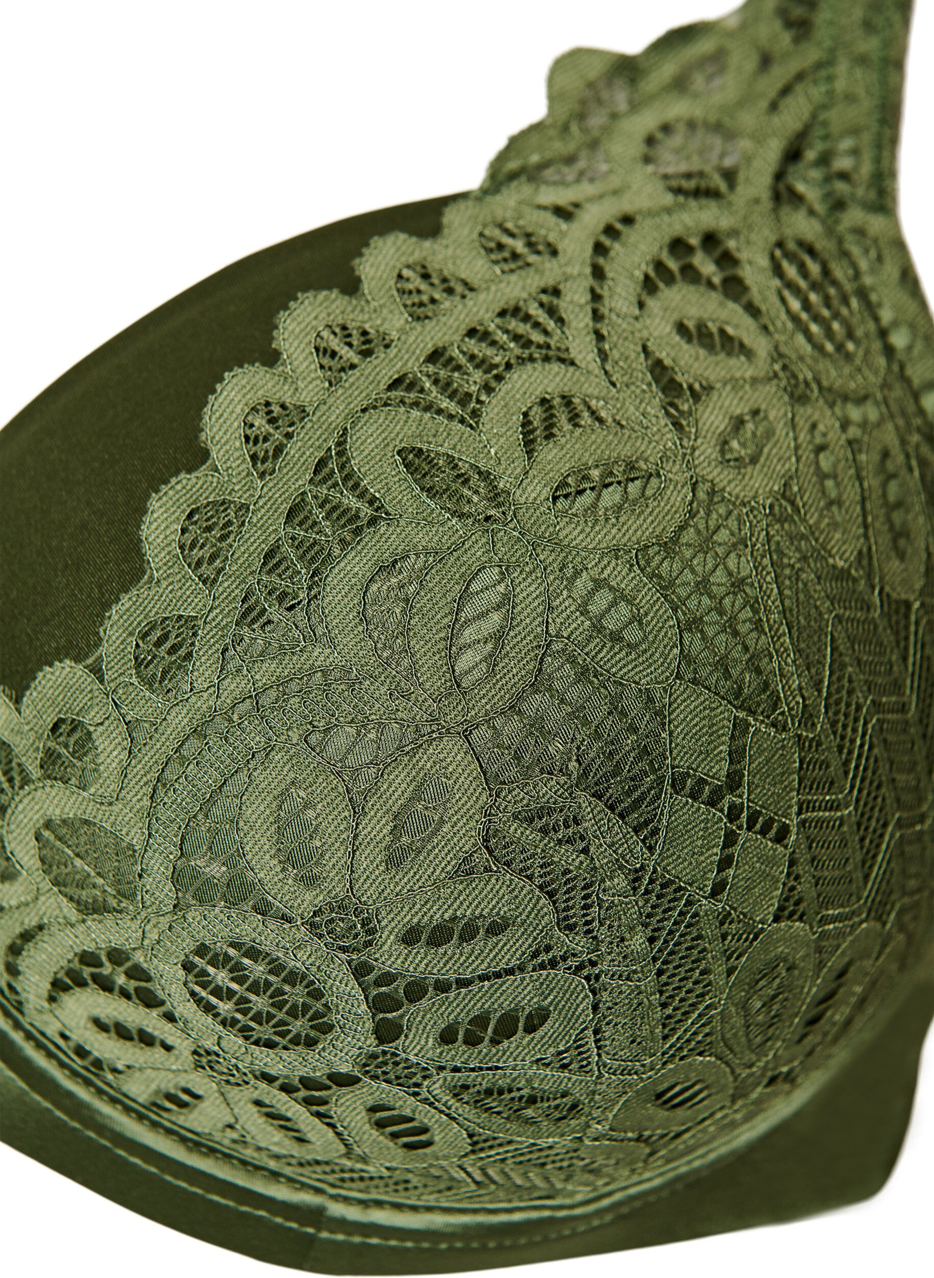 ZizzifashionPadded underwired bra with lace, Green, Packshot image number 2