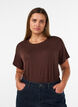 Viscose T-shirt with rhinestones, Brown, Model image number 0