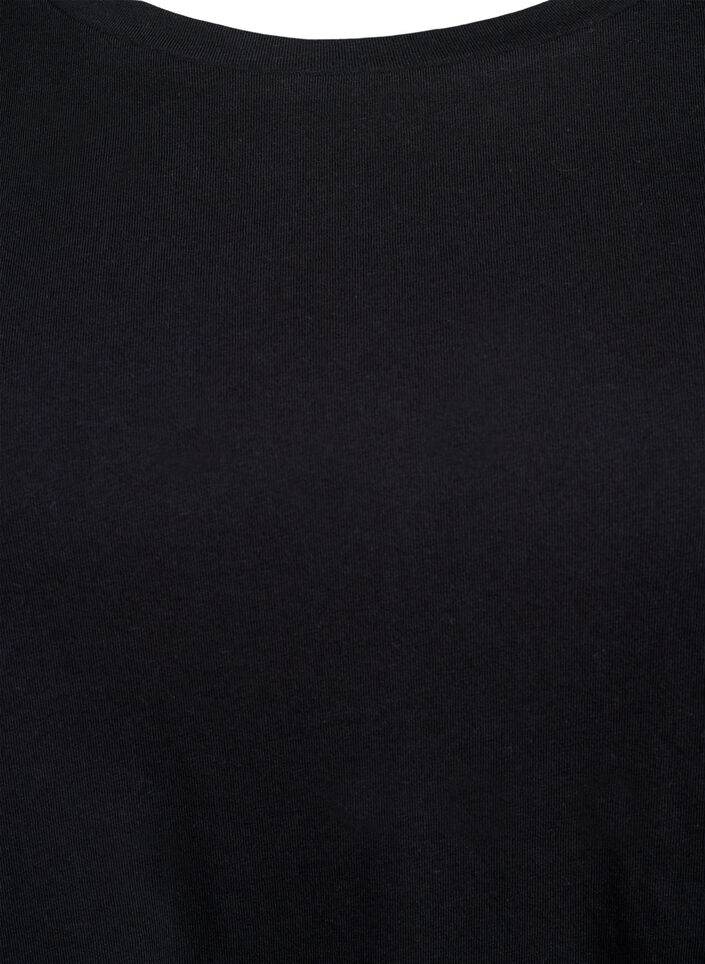 T-shirt with a round neck and A-line shape, Black, Packshot image number 2