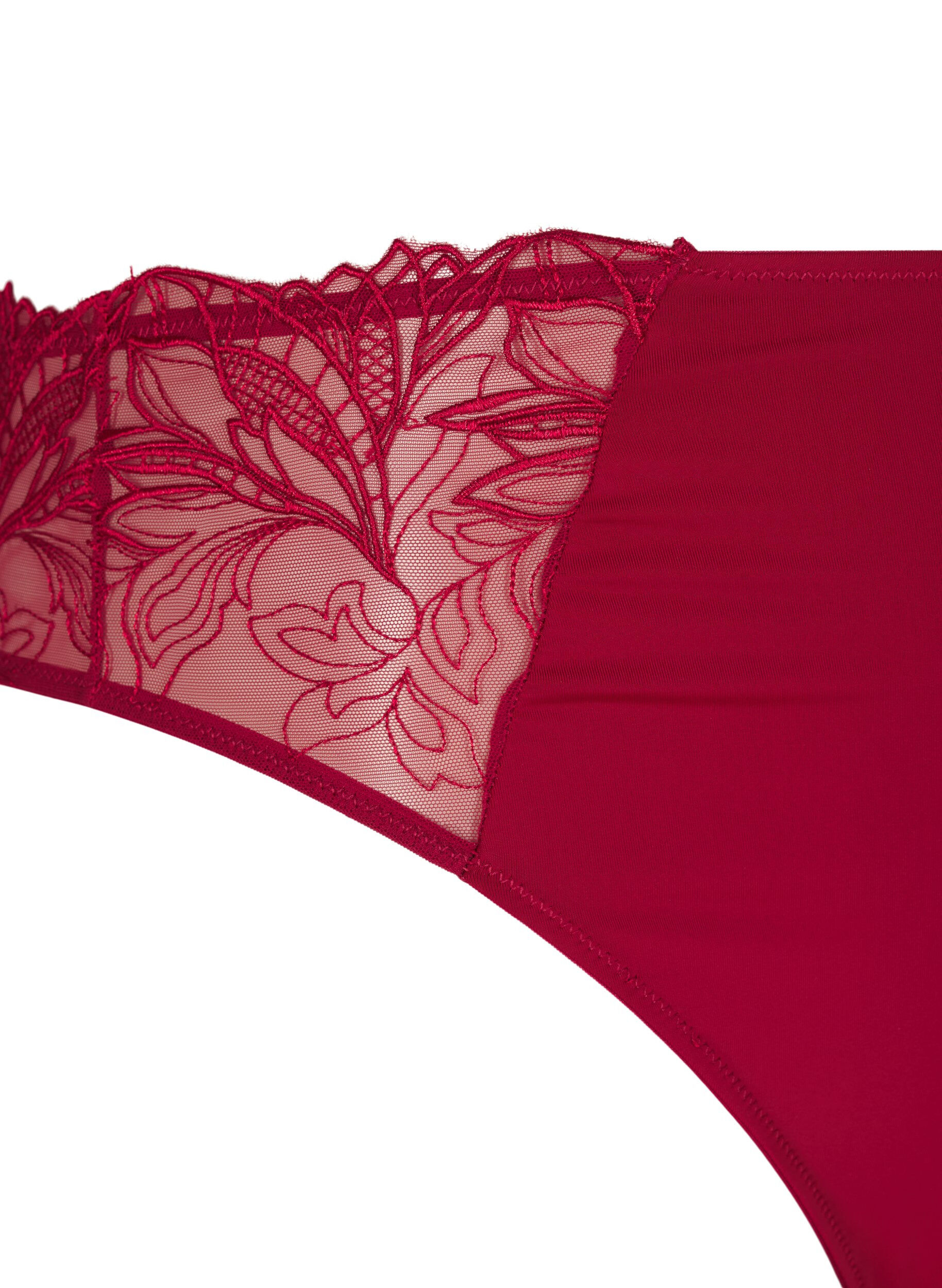 Zizzifashion Microfiber thong with lace, Red, Packshot image number 3