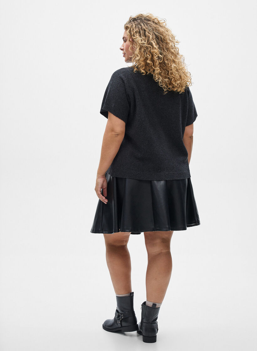 Knitwear cardigan with short sleeves, Dark Grey, Model image number 2