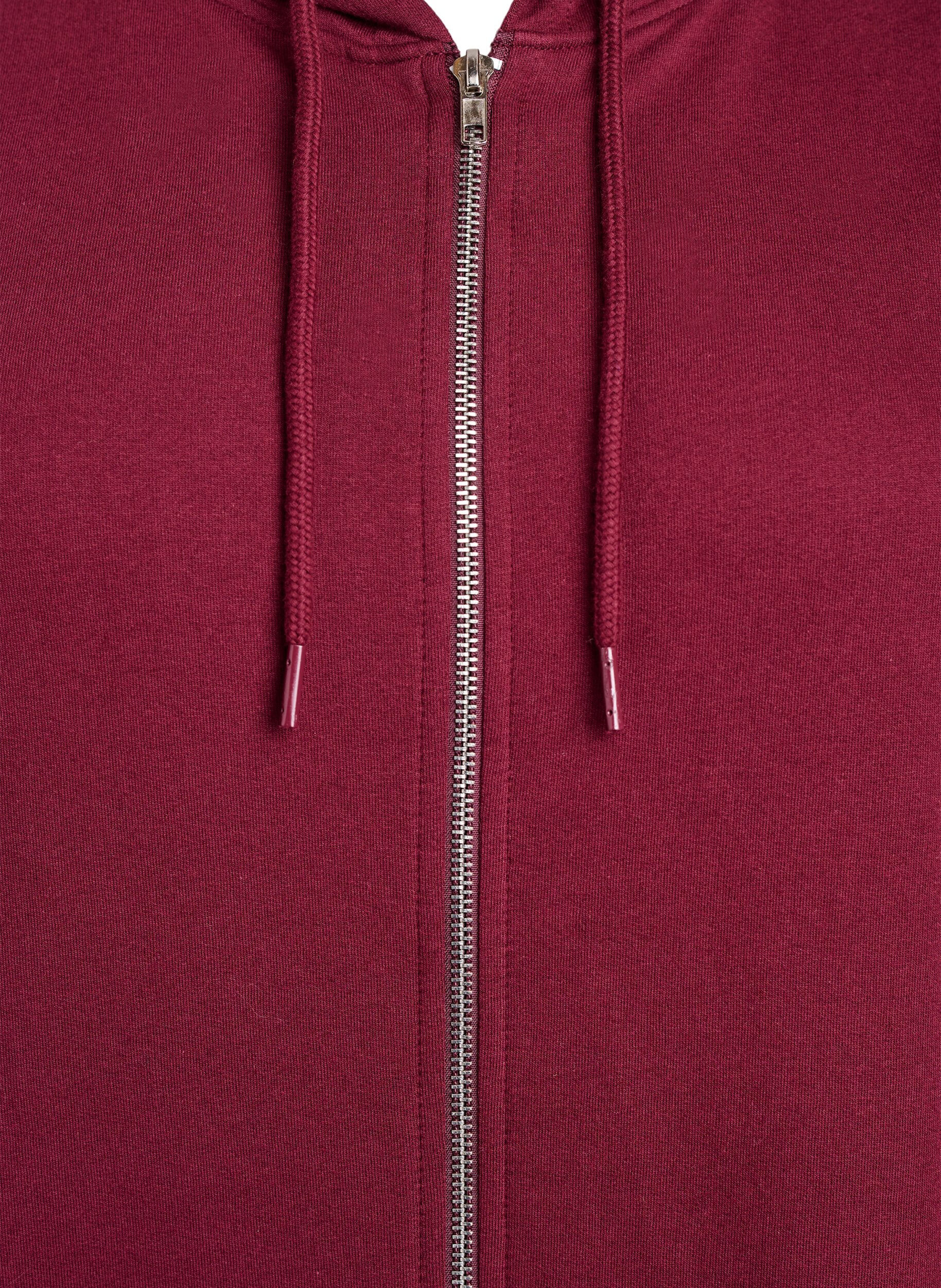 Zizzifashion Long cotton sweat cardigan with hood, Dark Bordeaux, Packshot image number 2