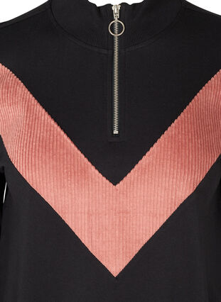 Sweater dress with pockets and a zip, Black w. Burlwood, Packshot image number 2