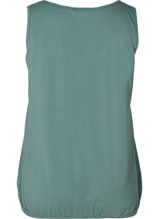 Cotton top with a round neck and lace trim, Balsam Green, Packshot image number 1