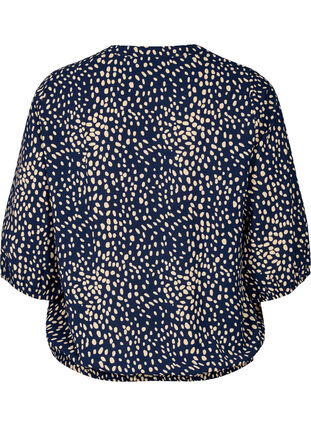Blouse with smock and 3/4 sleeves, Navy B./Beige Dot, Packshot image number 1