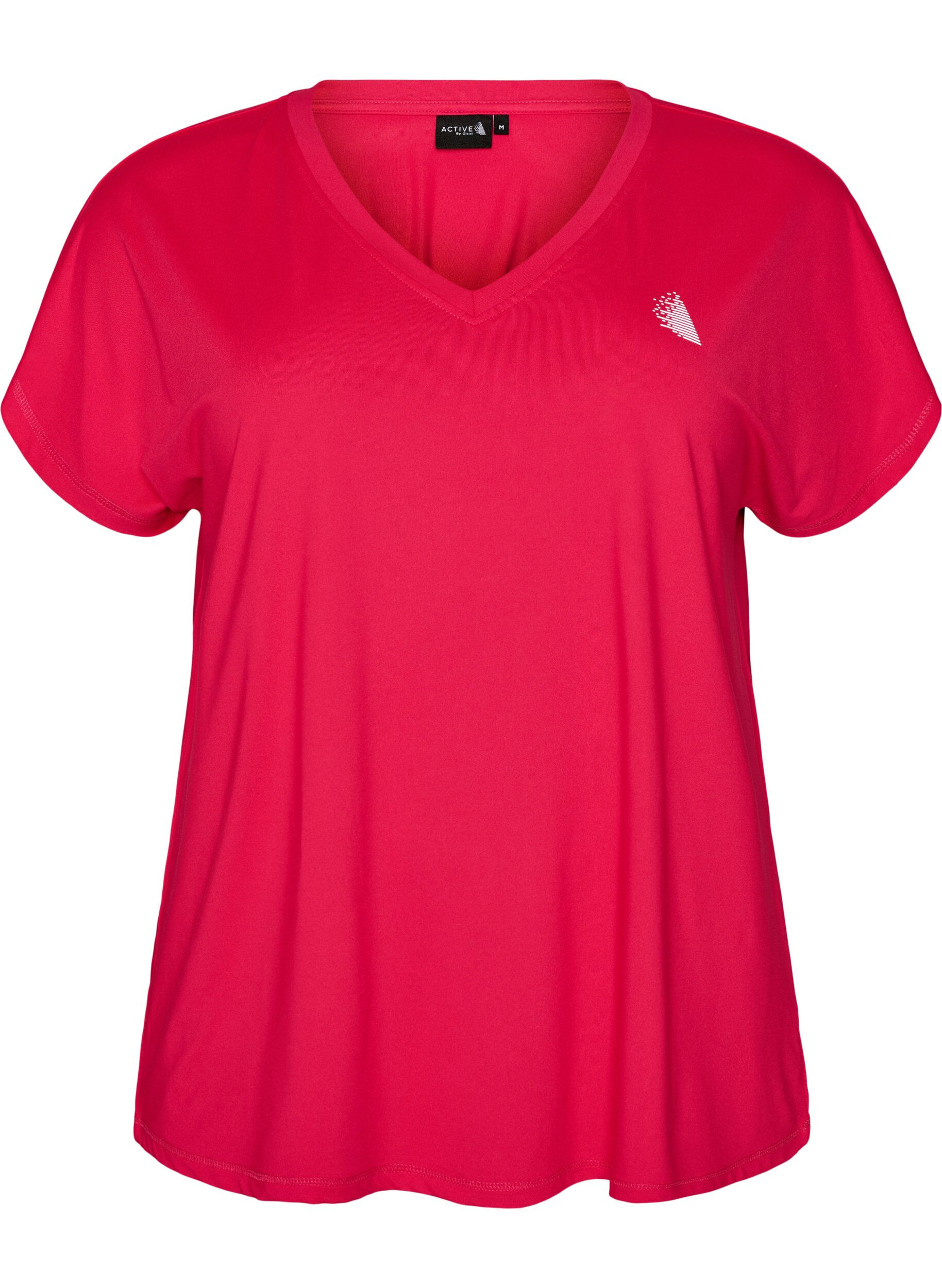 Zizzifashion Loose training t-shirt with v-neck, Pink, Packshot image number 0