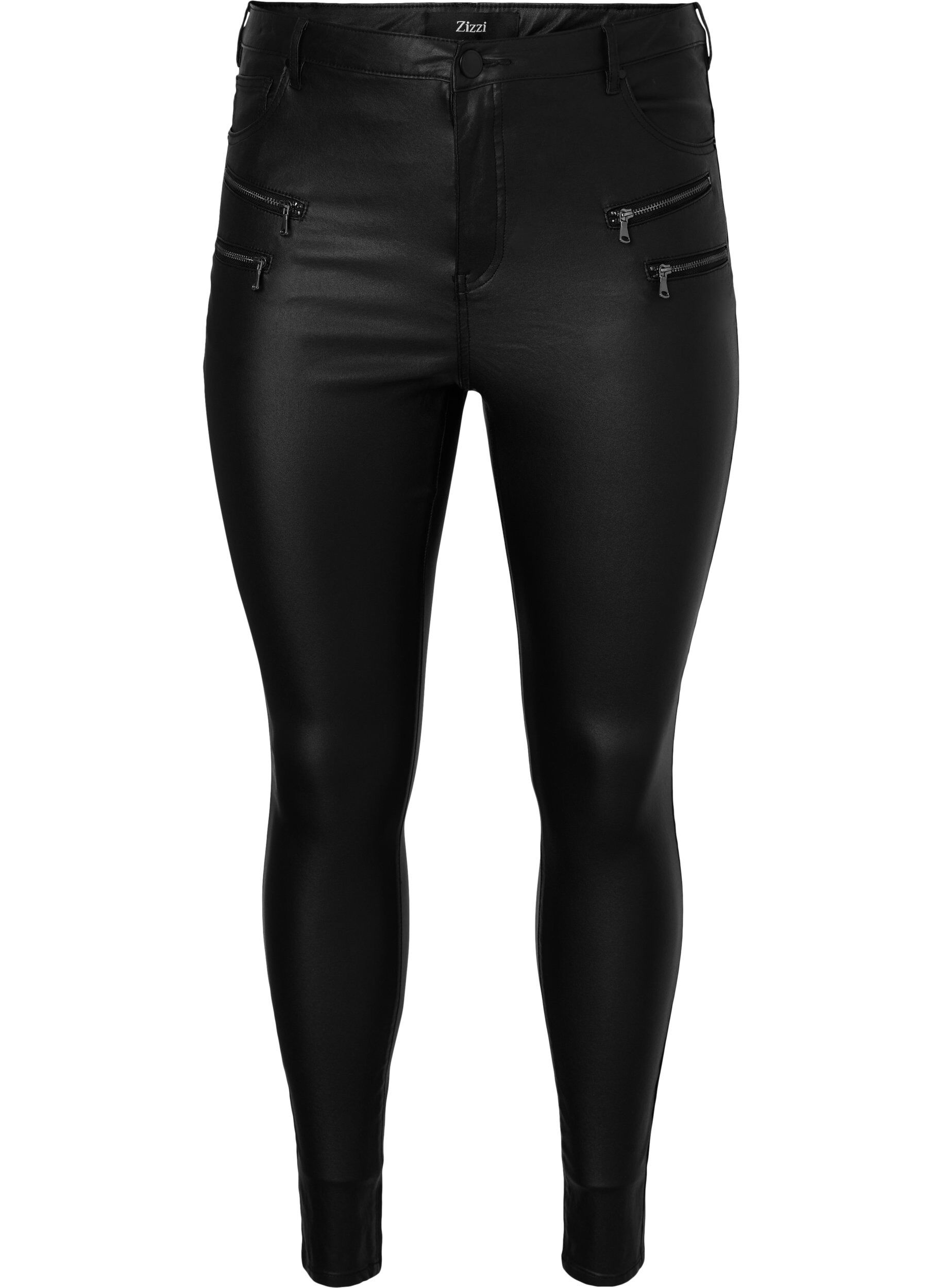 Coated Amy jeans with zipper detail