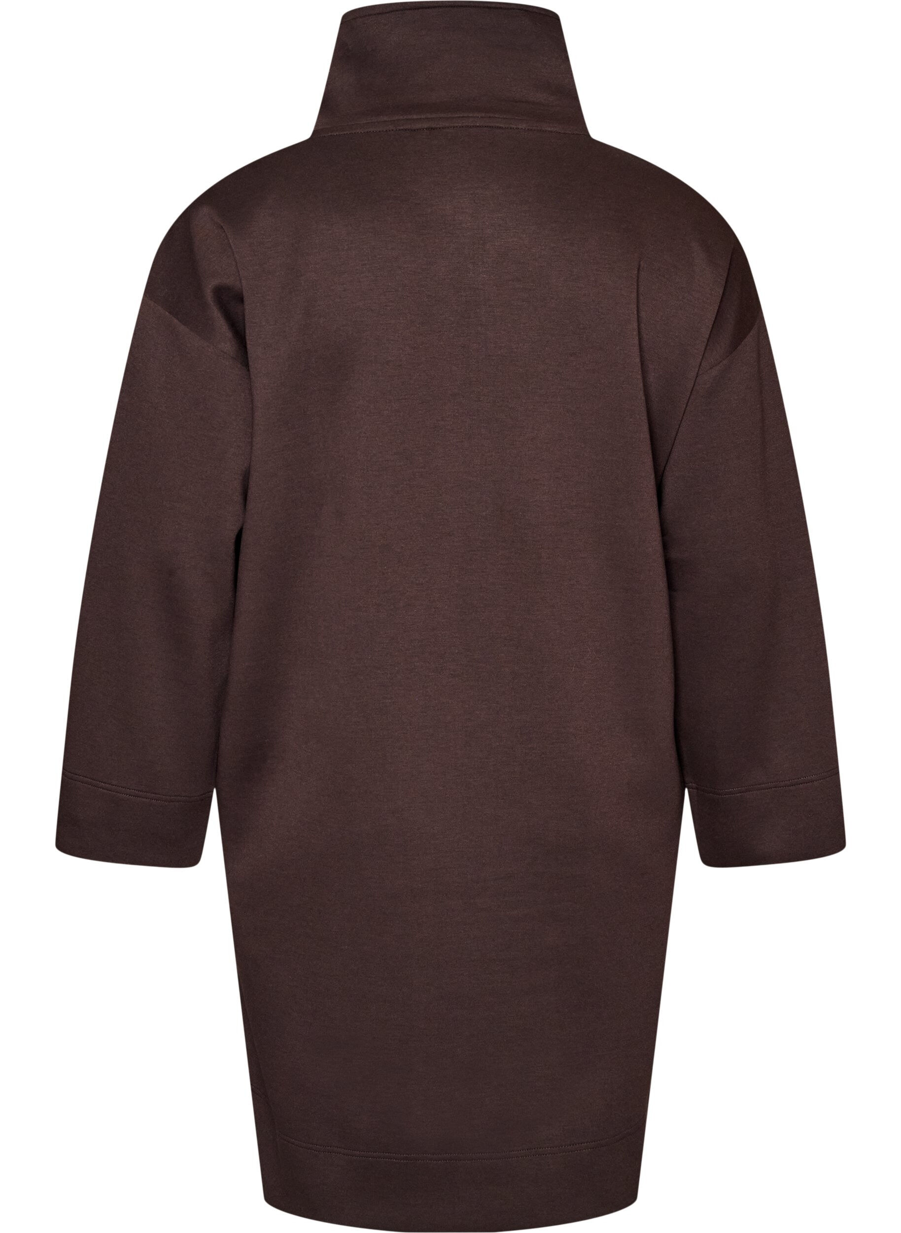ZizzifashionSporty sweatshirt dress with a high collar and zip, Brown, Packshot image number 1