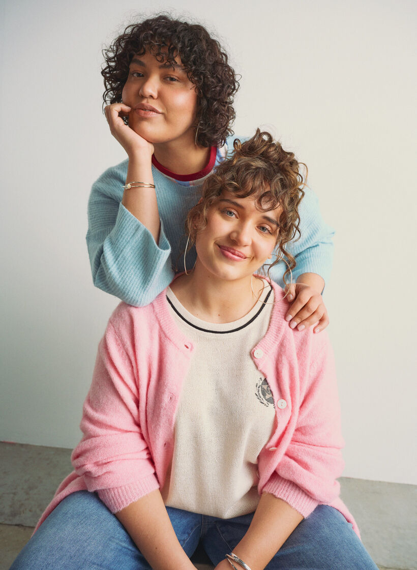 Knit cardigan with wool and buttons, Pink, Image image number 0