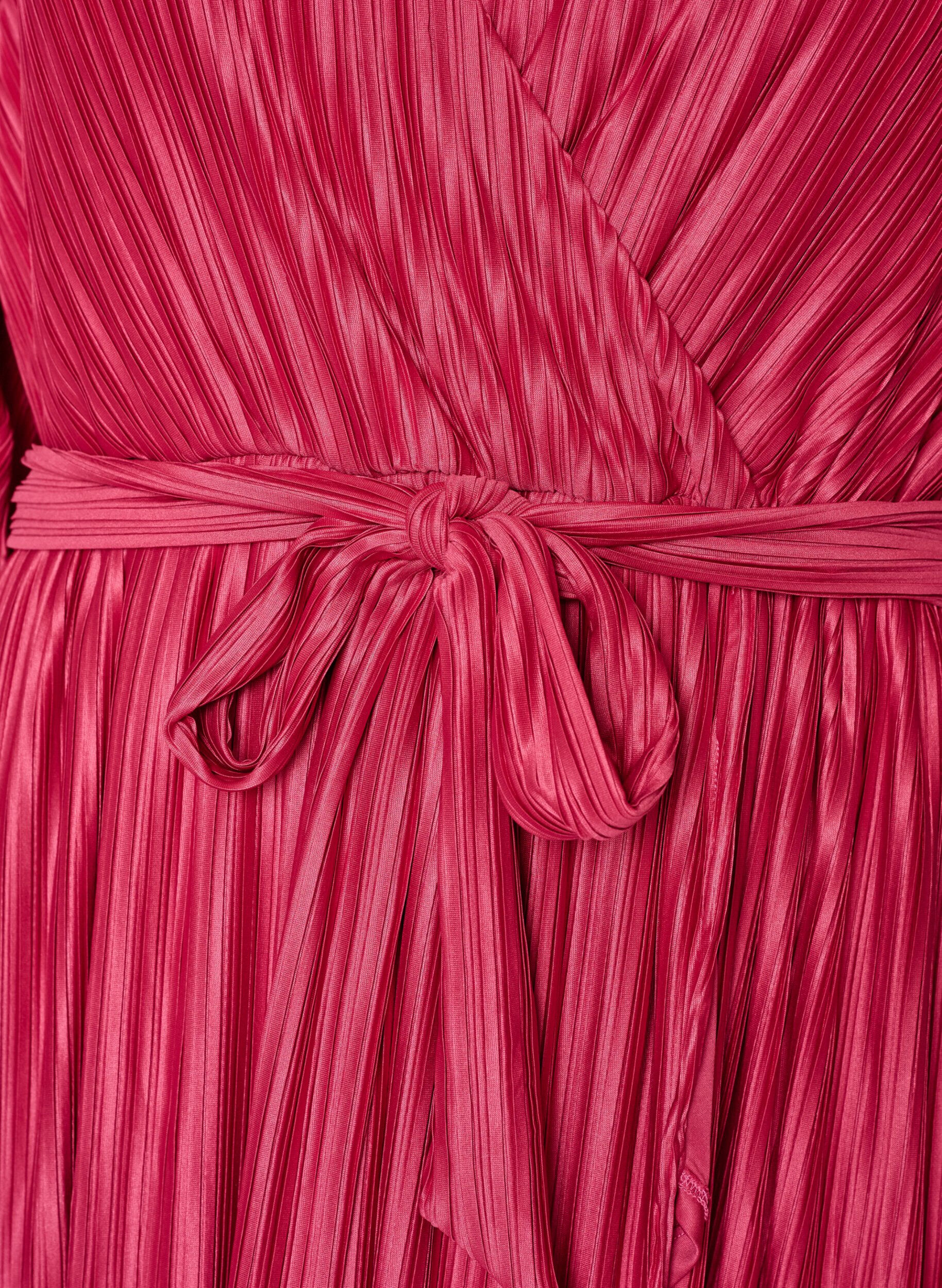 Zizzifashion Pleated midi dress with batwing sleeves, Pink, Packshot image number 2