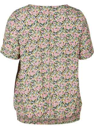Floral blouse with smocking, Pink Flowers AOP, Packshot image number 1