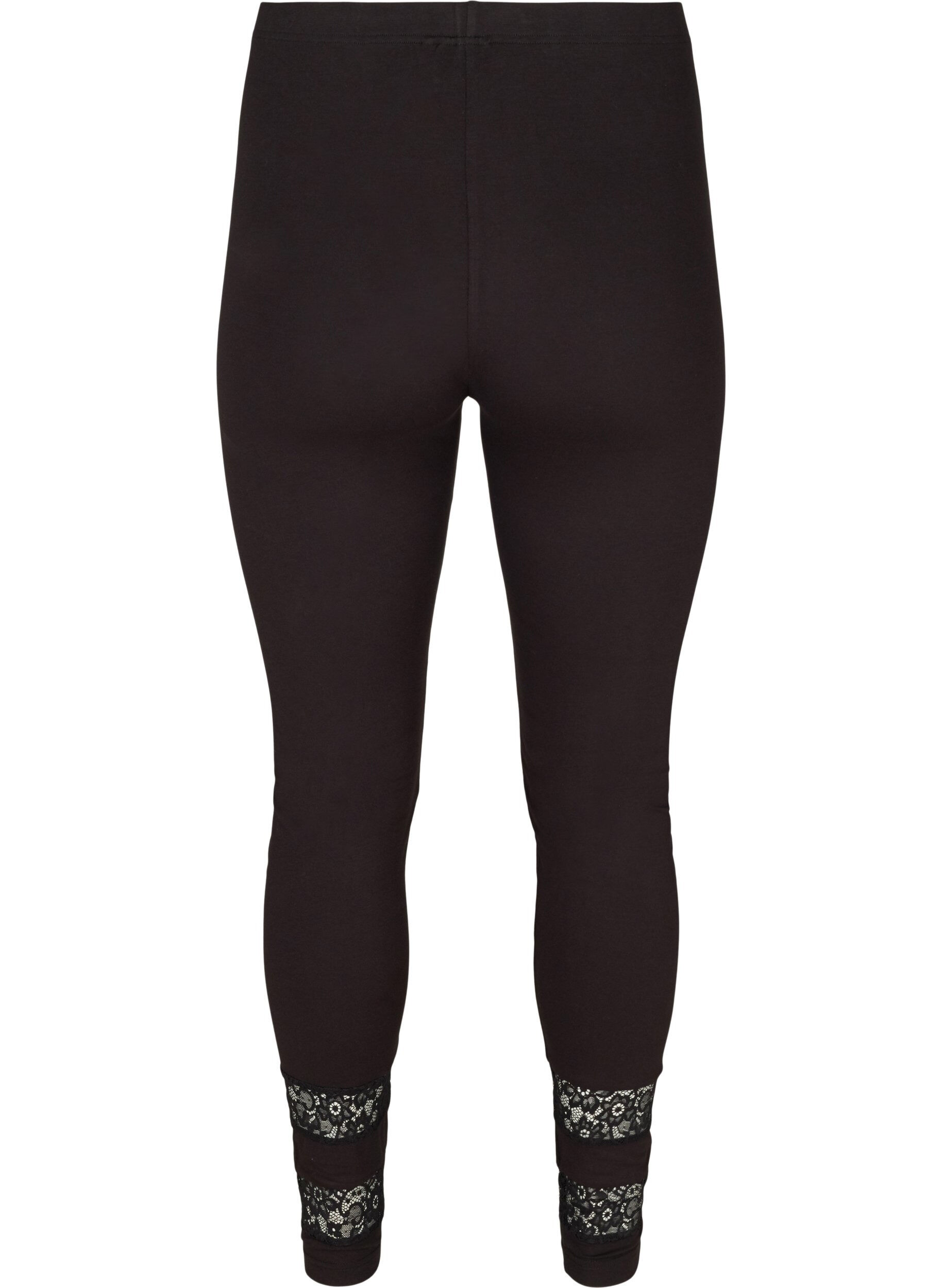 Zizzifashion Viscose leggings in a 3/4 length with lace, Black, Packshot image number 1