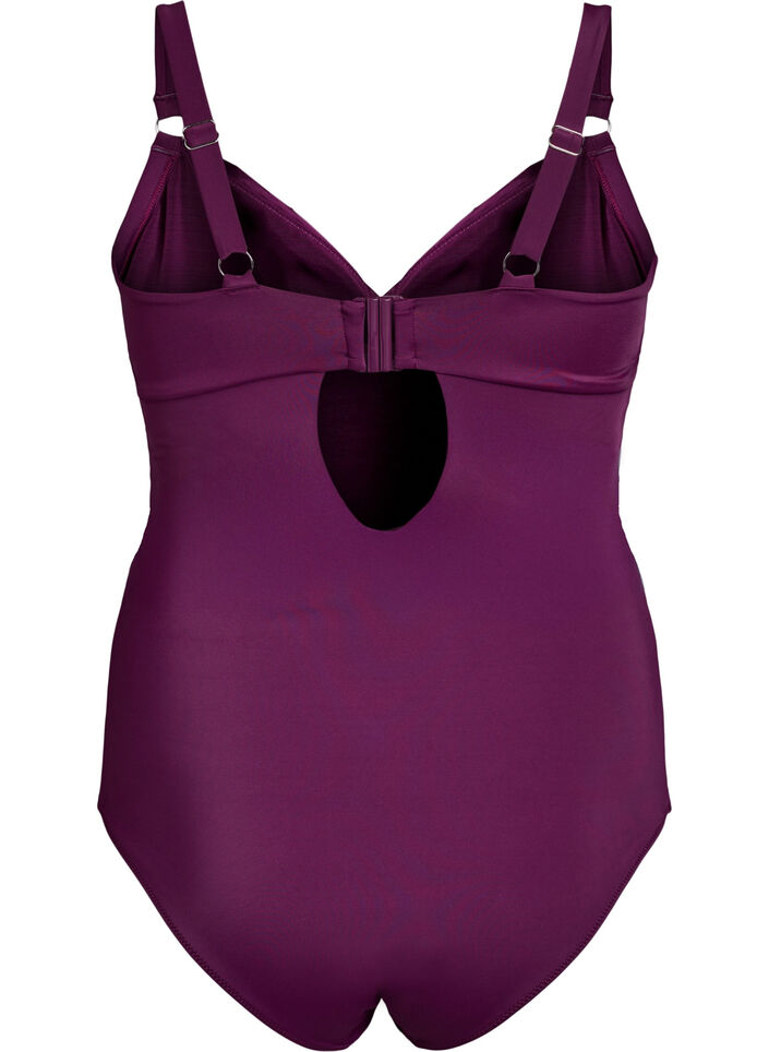 Swimsuit with underwire and draping, Purple, Packshot image number 1
