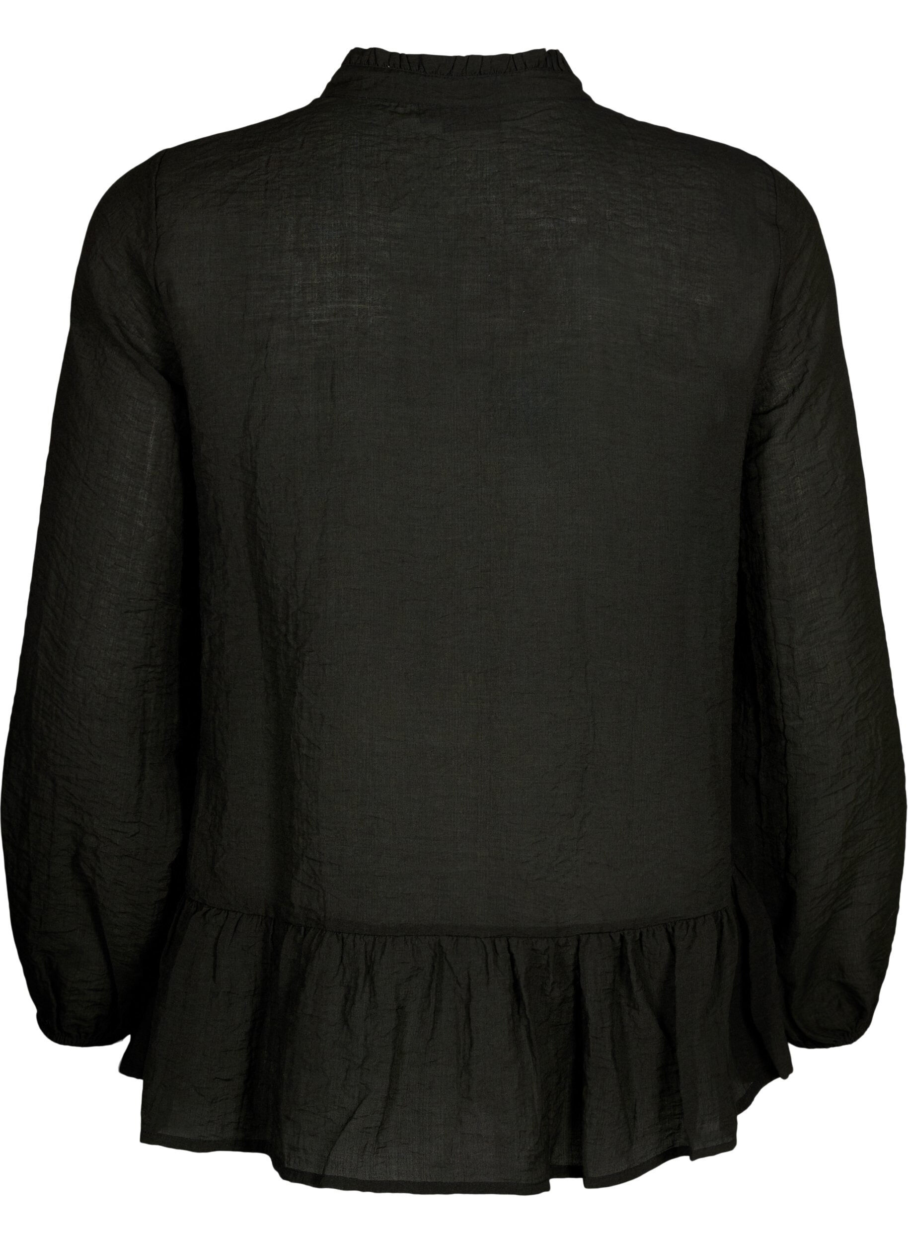 Zizzifashion Viscose blouse with peplum, Black, Packshot image number 1