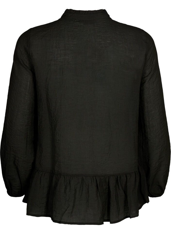Viscose blouse with peplum, Black, Packshot image number 1