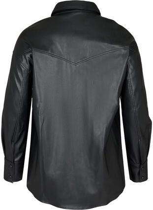 Imitation leather shirt jacket, Black, Packshot image number 1