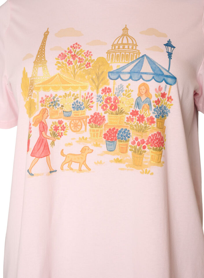 Organic cotton T-shirt with front print, Rose, Packshot image number 2