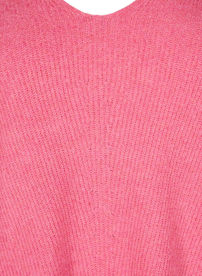 Knitted blouse with v-neck and long sleeves, Bubblegum Wh. Mel., Packshot image number 2