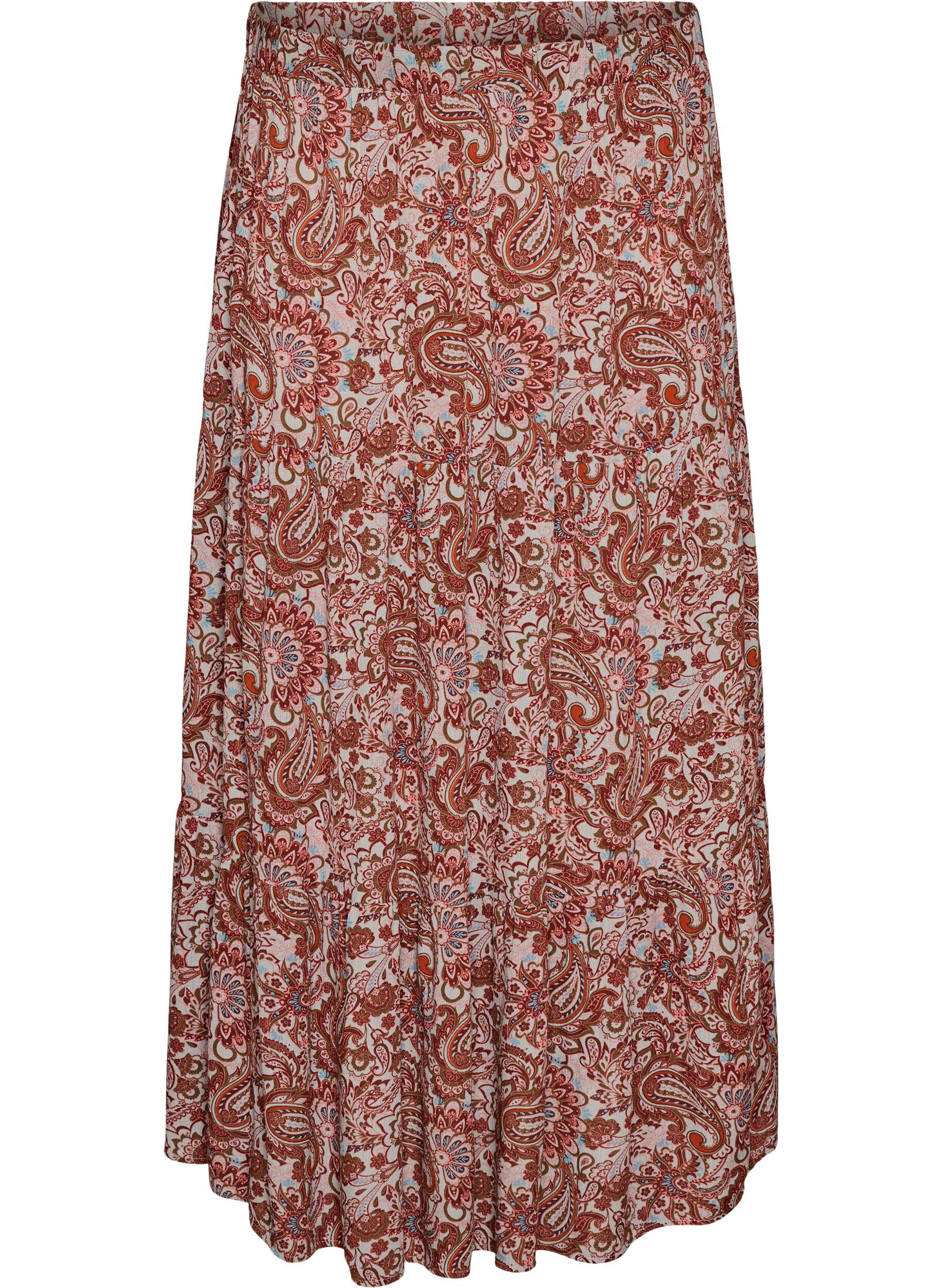 Zizzifashion Long skirt with elasticated waist, Red, Packshot image number 0