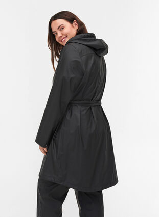 Rain jacket with hood, Black, Model image number 1