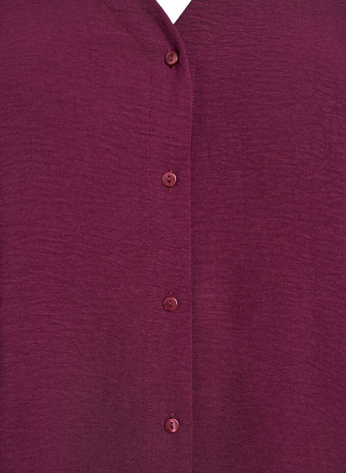 FLASH – Shirt Blouse with V-Neck and 3/4 Sleeves, Dark Bordeaux, Packshot image number 2