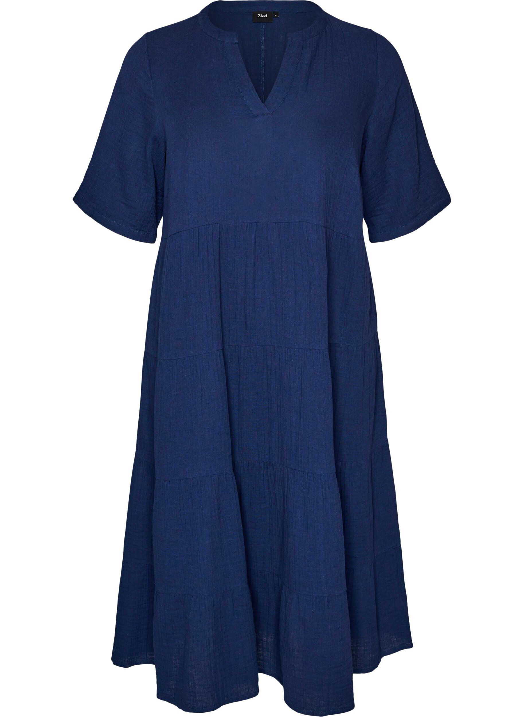 ZizzifashionA-line midi dress in cotton muslin, Blue, Packshot image number 0